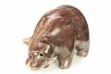 Realistic, Polished Kona Dolomite Stone Bear with Fish - Michigan #308410-1